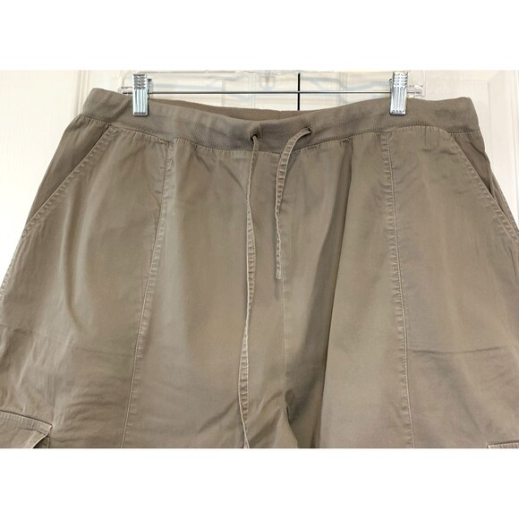 Avon Cargo Cropped Khaki Pants Womens 1X Elastic Pullon Drawstring - Picture 3 of 10